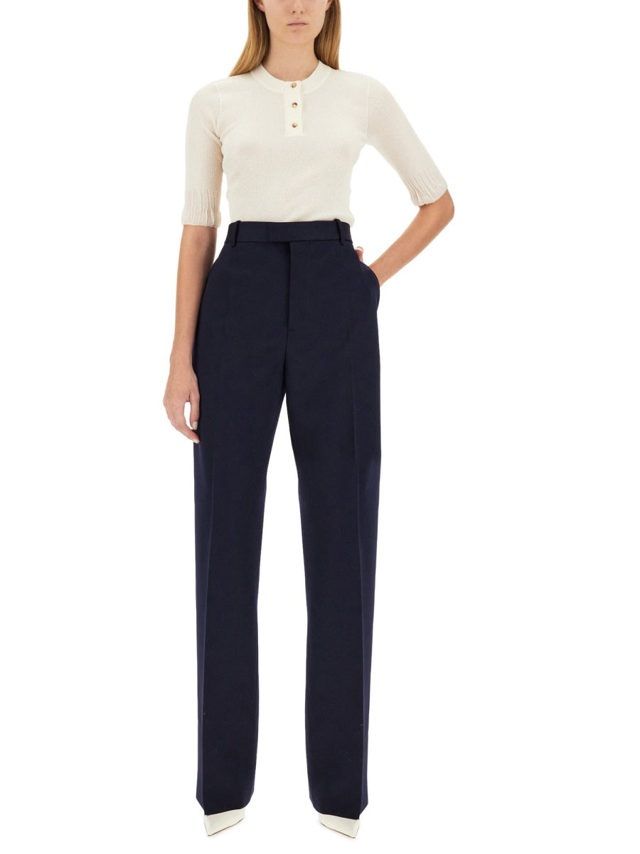 Regular Fit Wool Tailored Pants with Refined Silhouette