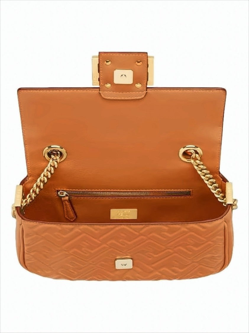 Structured Brown Lamb Leather Crossbody Bag