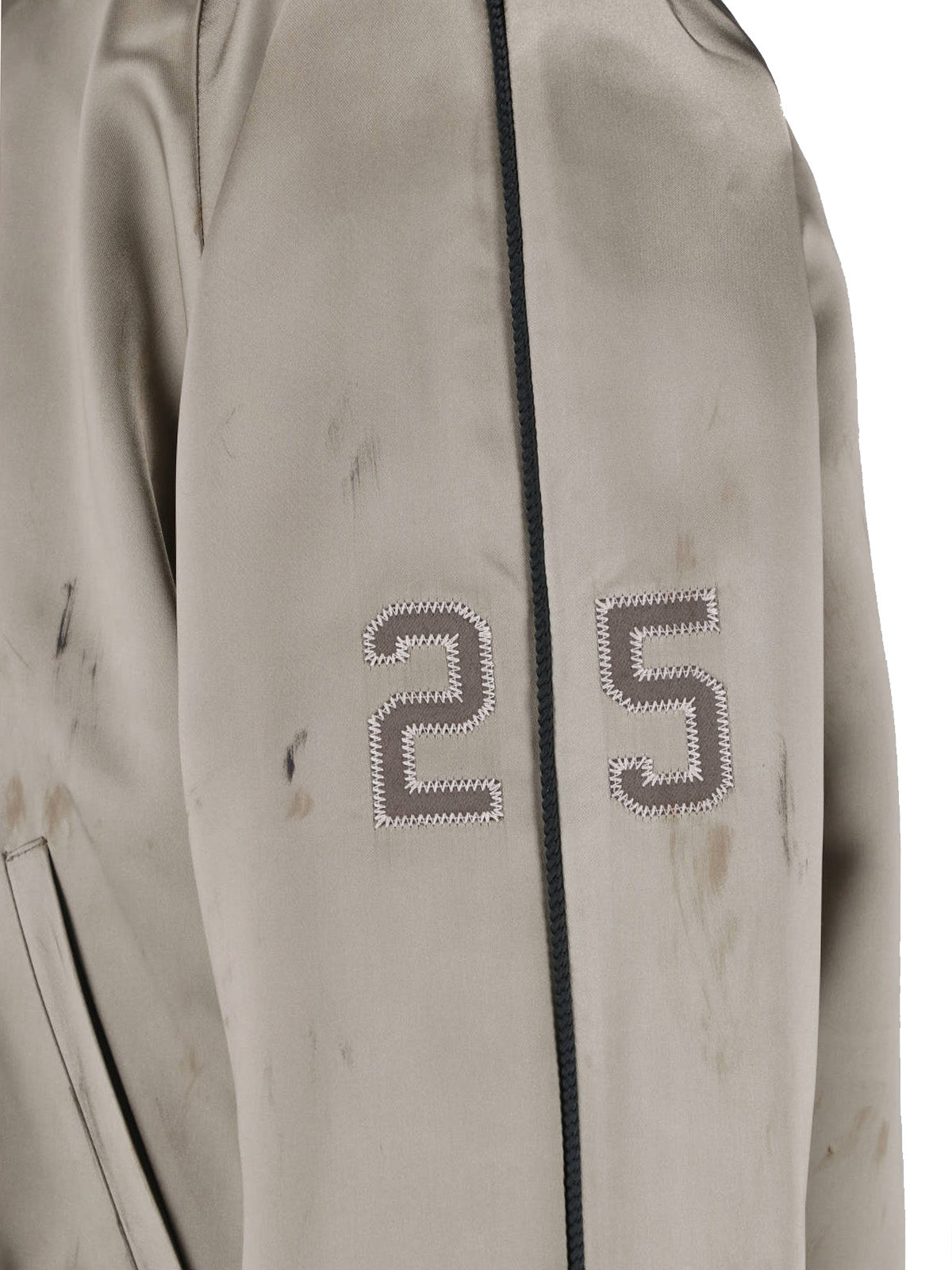 Green Button Closure Acetate Bomber Jacket