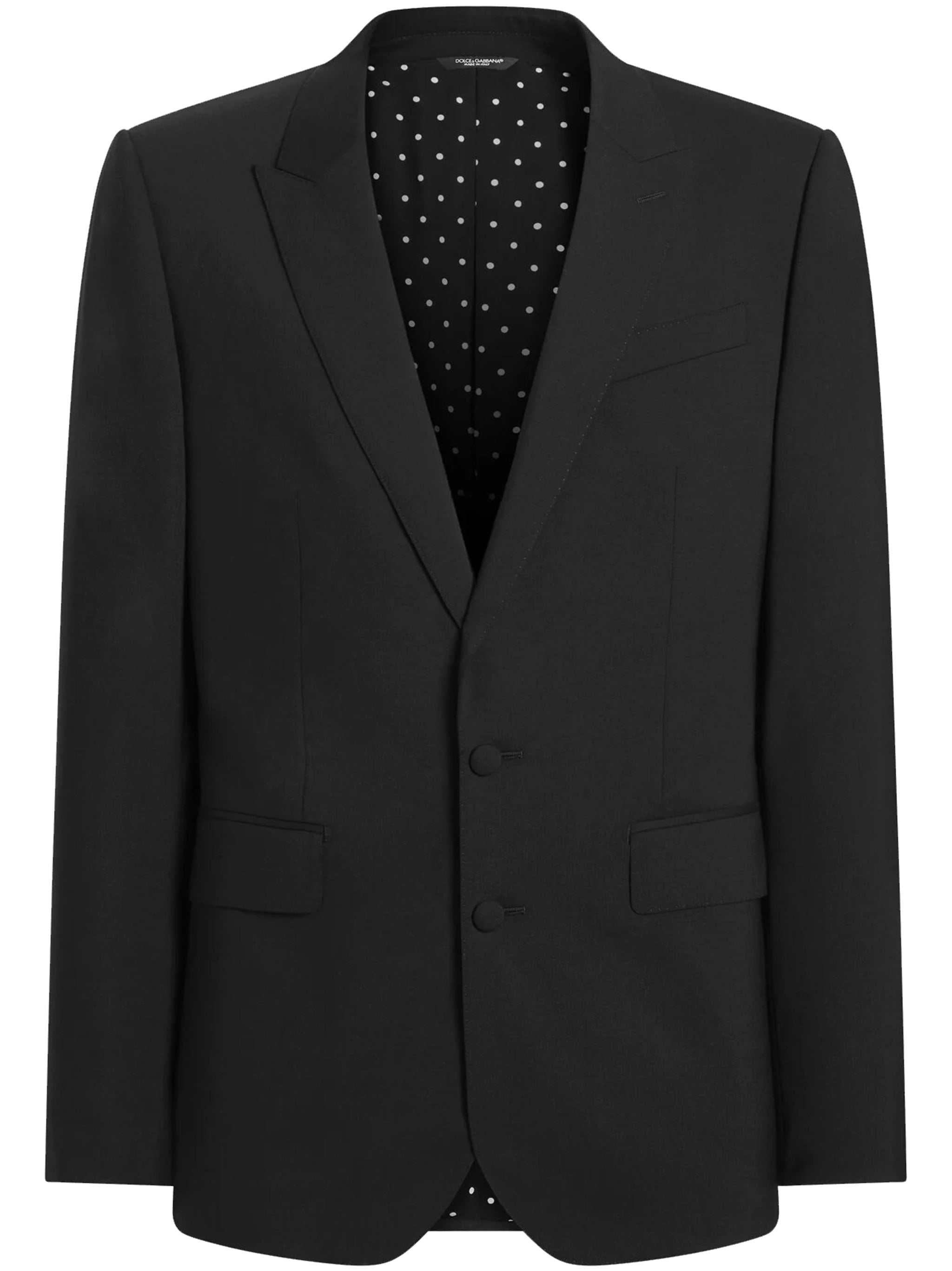 Tailored Black Wool Notch Lapel Blazer