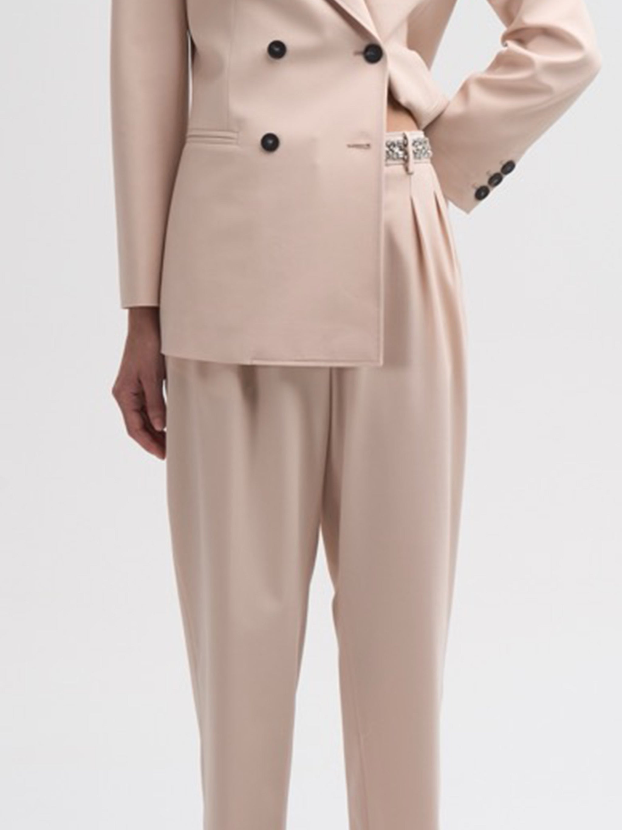 Neutral Wool Cropped Pants