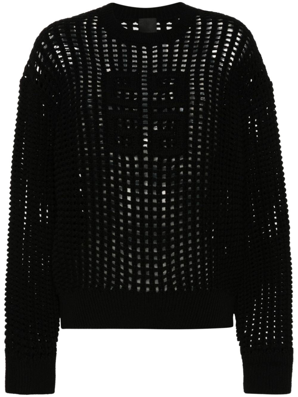 4G-Motif Fine Knit Sweater With Ribbed Trims