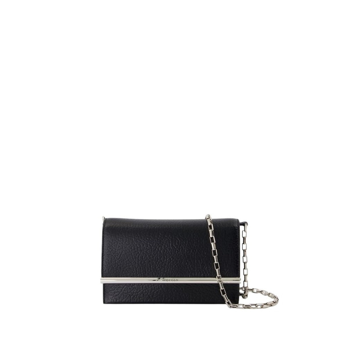 Mini Cross Bar Purse - Leather - Black/Silver