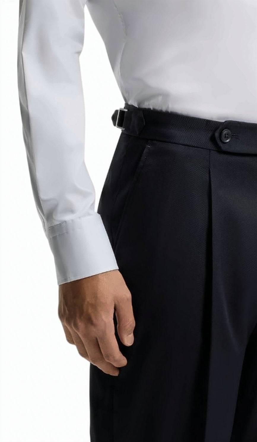 Blue Tapered Tailored Trousers
