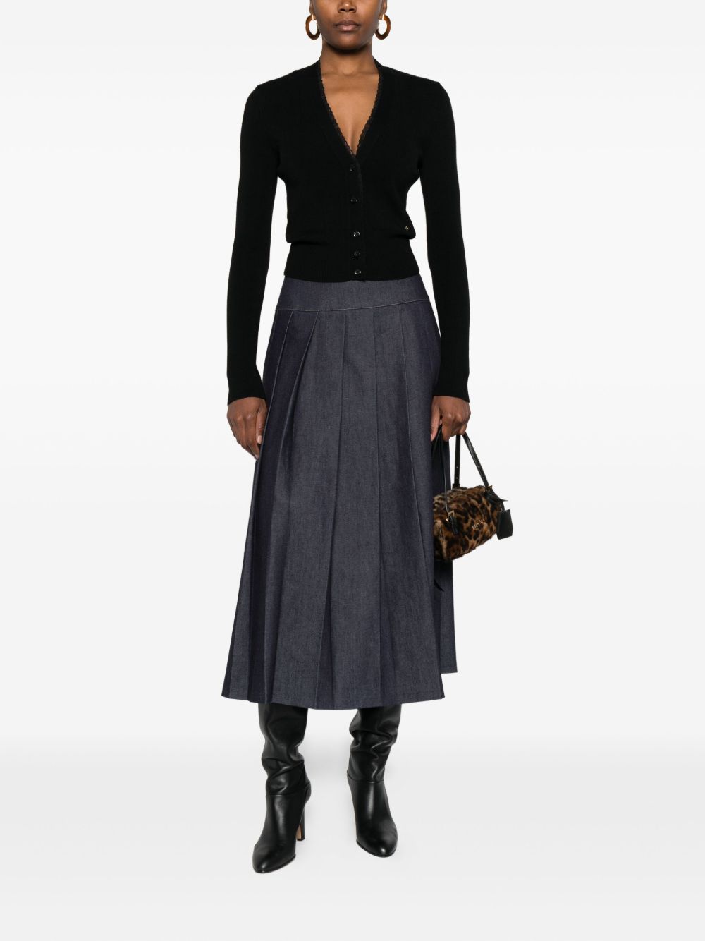 Cropped Black Wool Cardigan