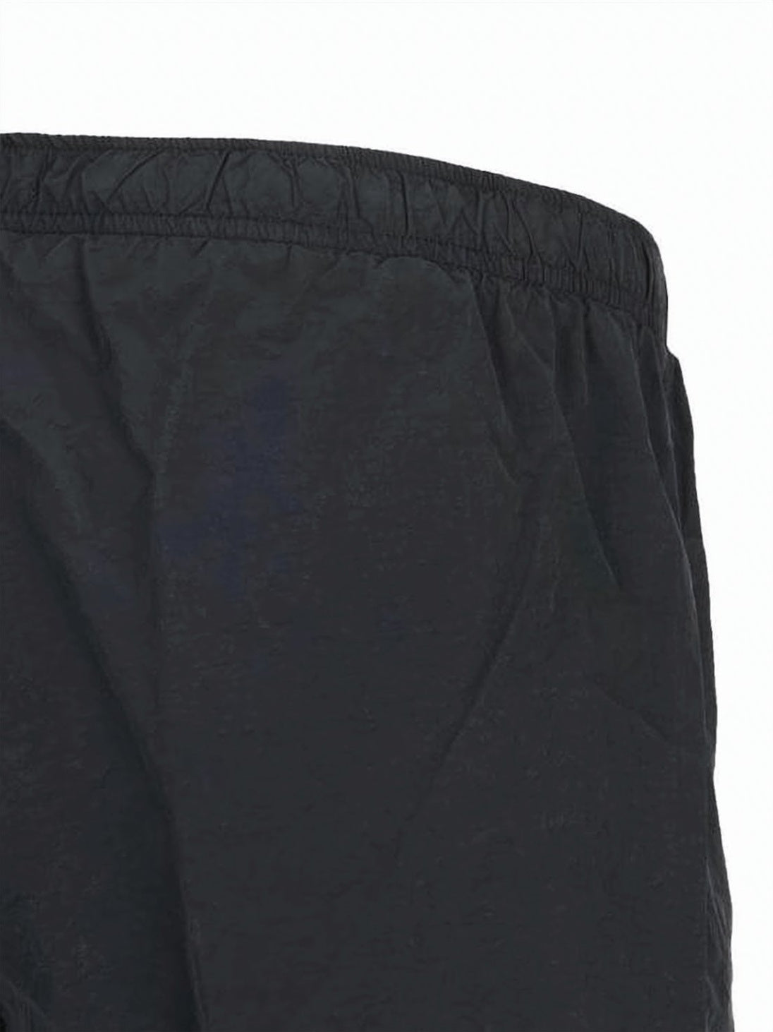 Black Minimalist Elastic Waist Polyamide Shorts