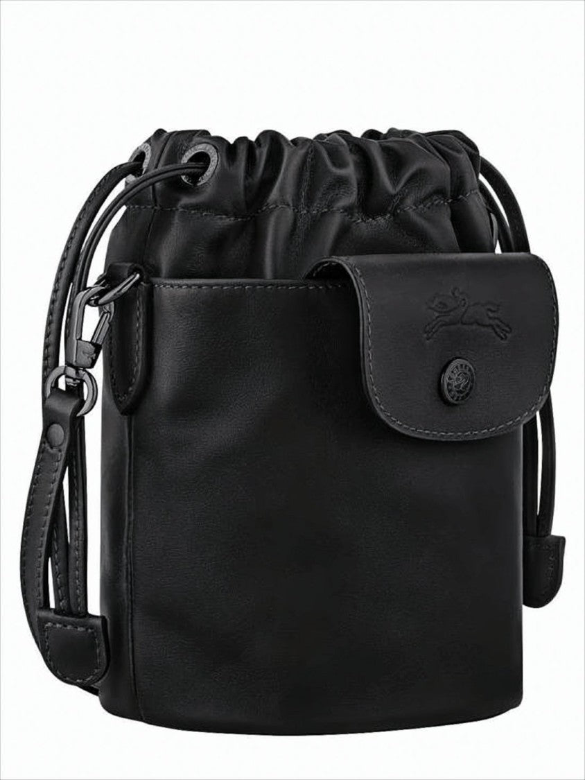 Black Cowhide Leather Crossbody Bag
