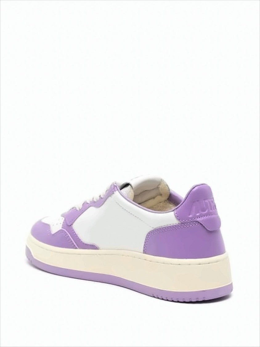 Low-Top Sneakers with Lavender Overlays and Padded Collar