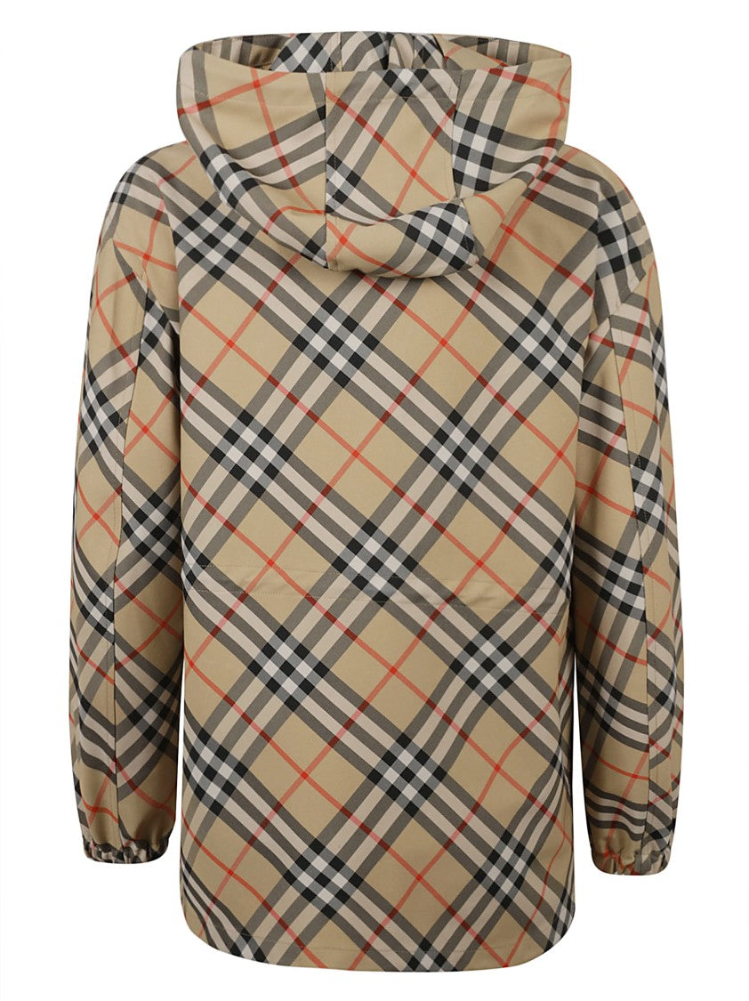 Classic Check Pattern Hooded Coat