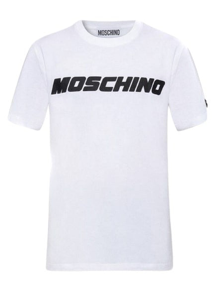 White Logo Print Cotton T-Shirt