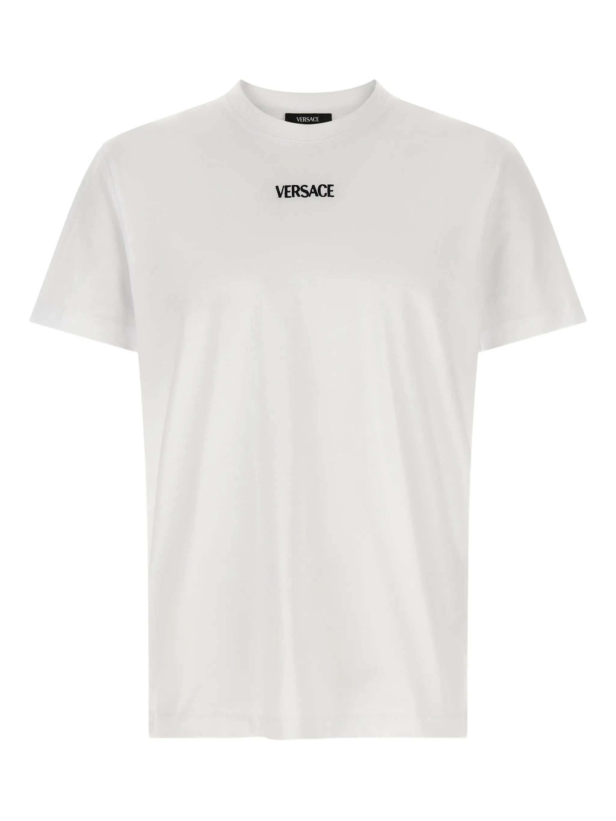 White Minimalist Embroidered Logo Cotton T-shirt