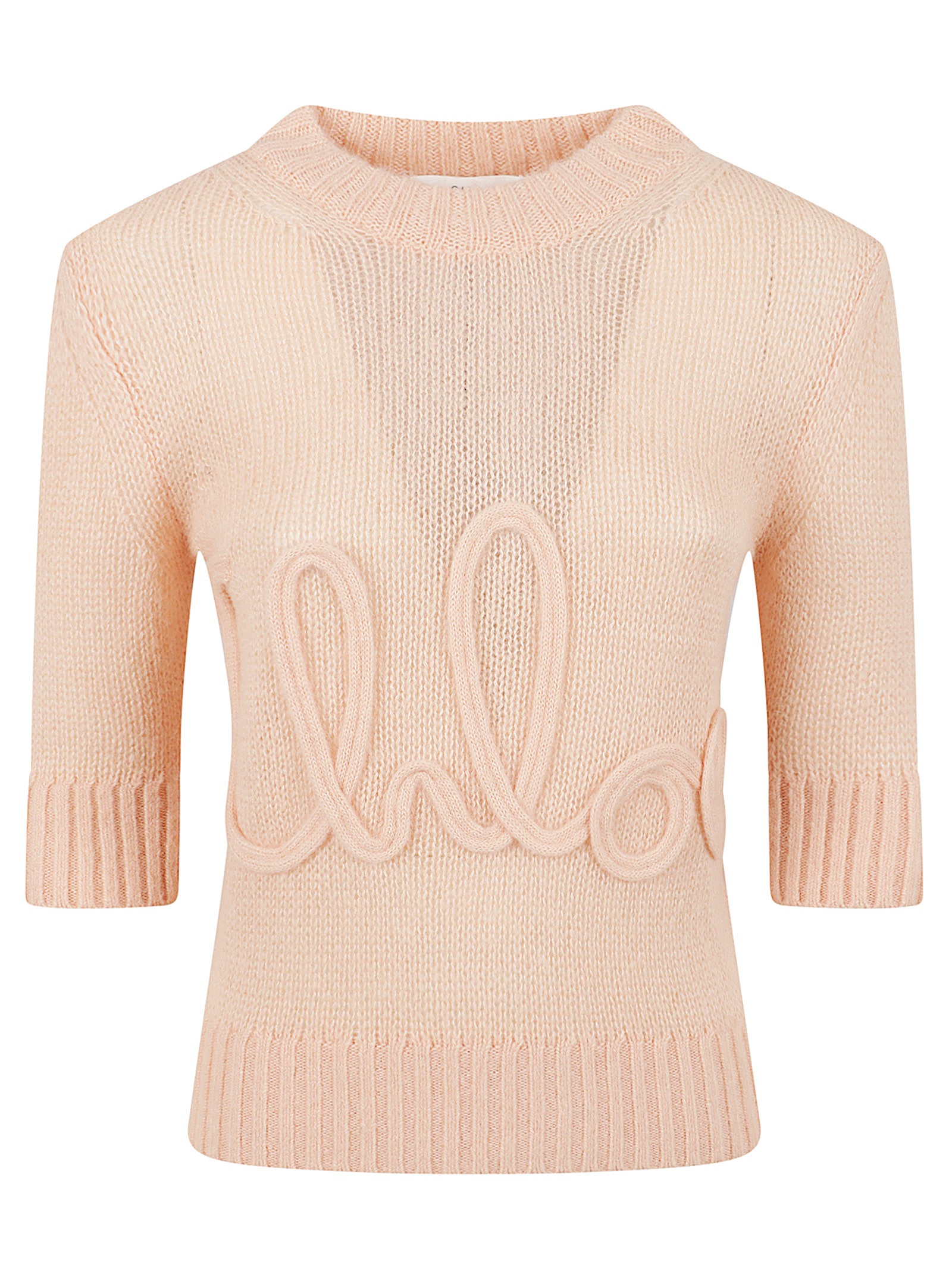 Crew-Neck Elbow-Sleeve Jumper In Alpaca Wool