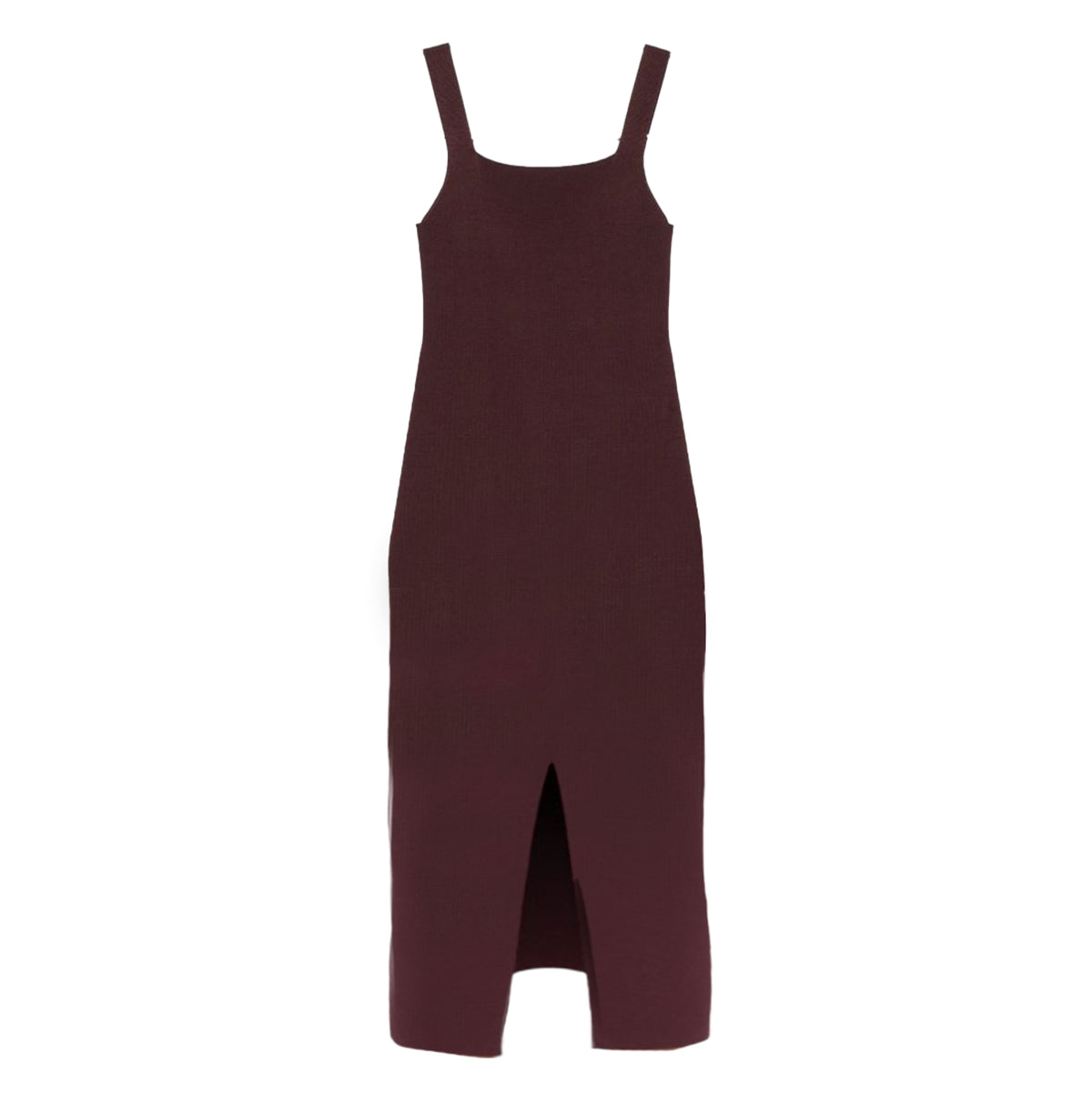 Square Neckline Full-Length Brown Dress