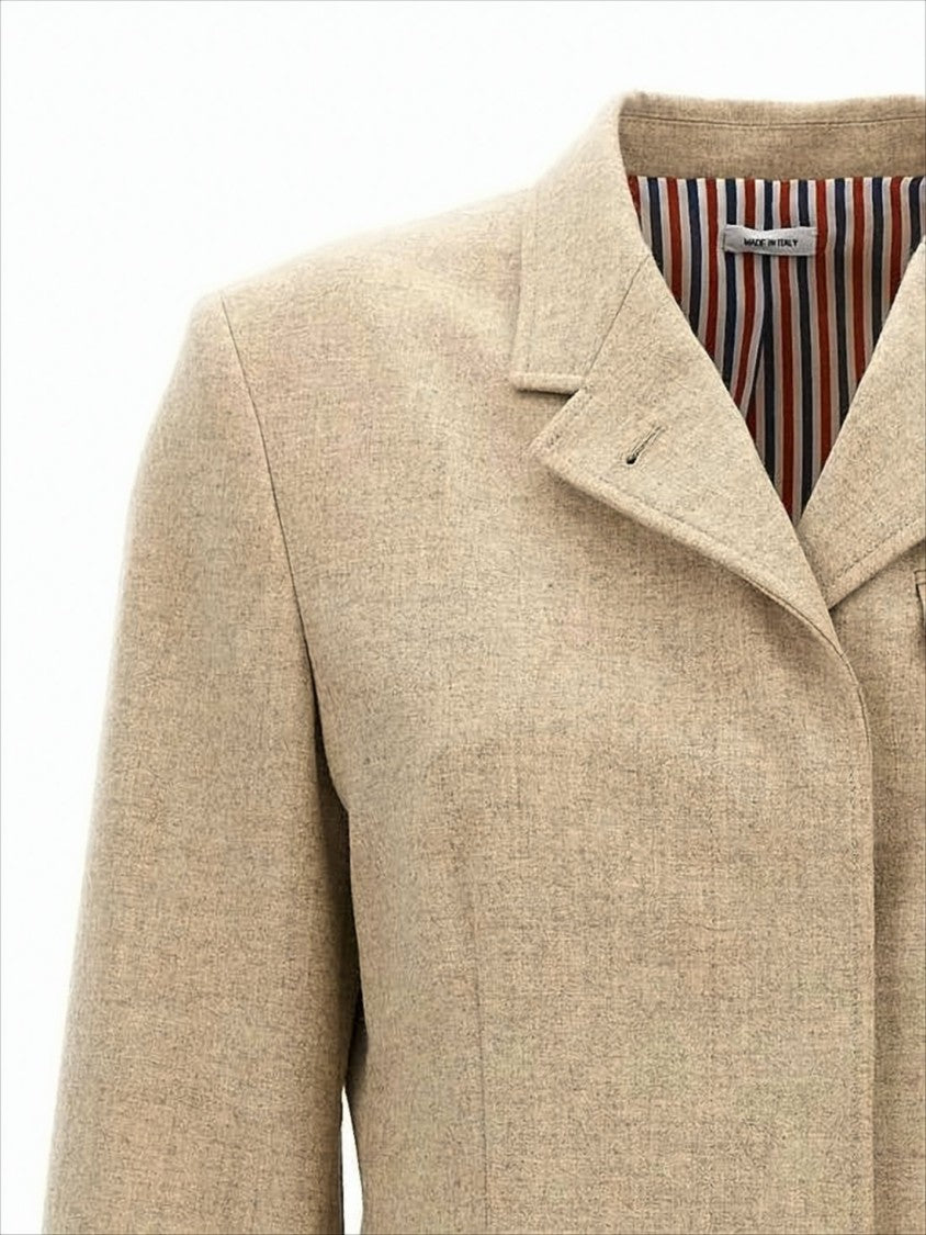 Tailored Short Coat with Structured Collar and Concealed Buttons