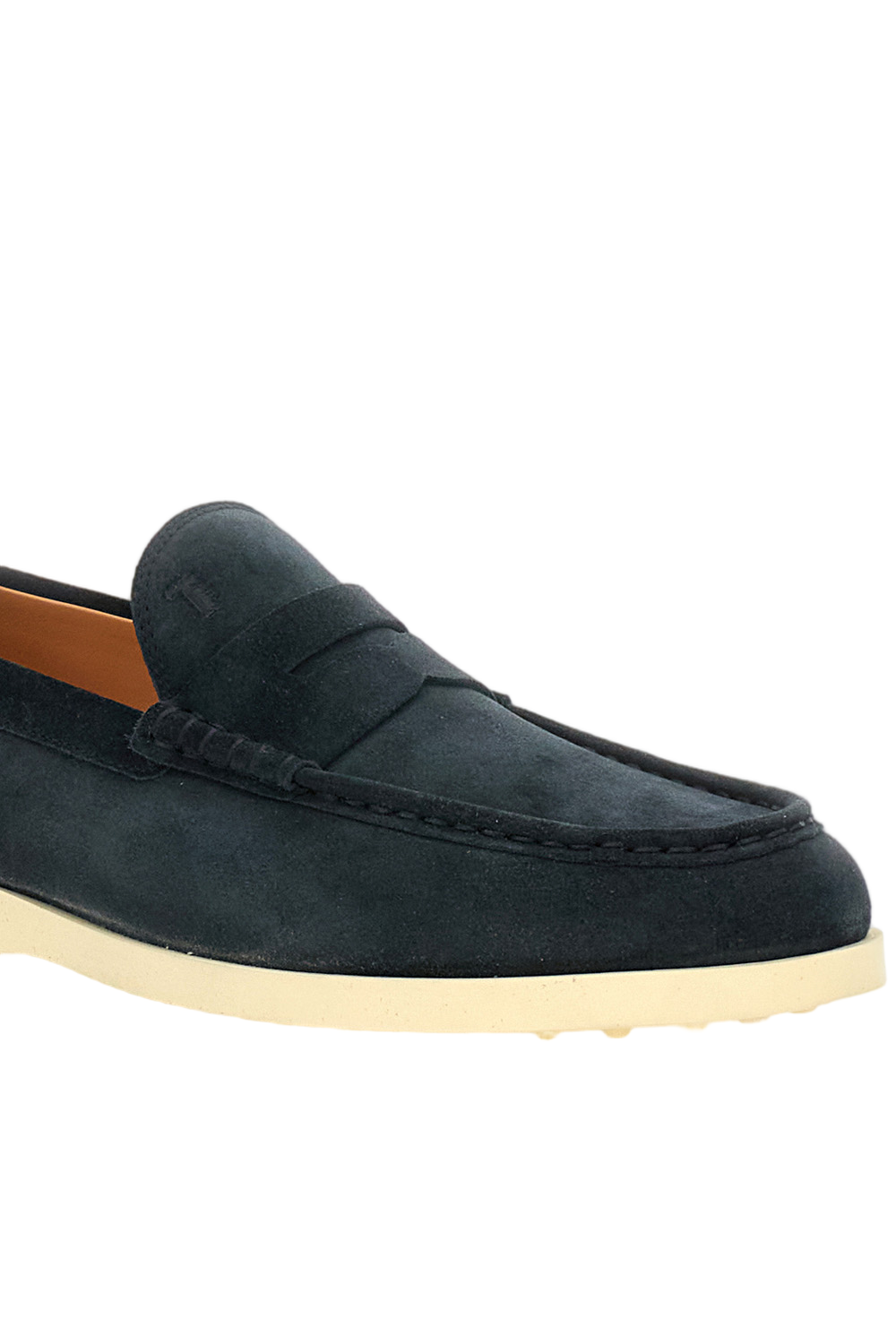 Debossed Monogram Blue Calfskin Suede Loafers