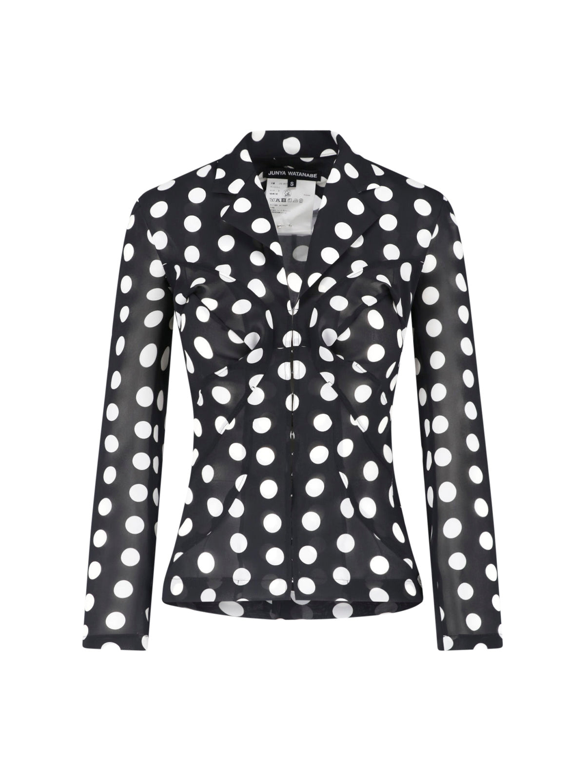 Black Polka Dot Fitted V-Neck Shirt