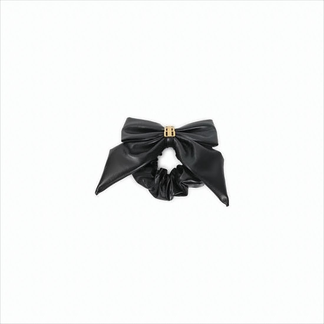 Calf Leather Hair Scrunchie with Bow Detail