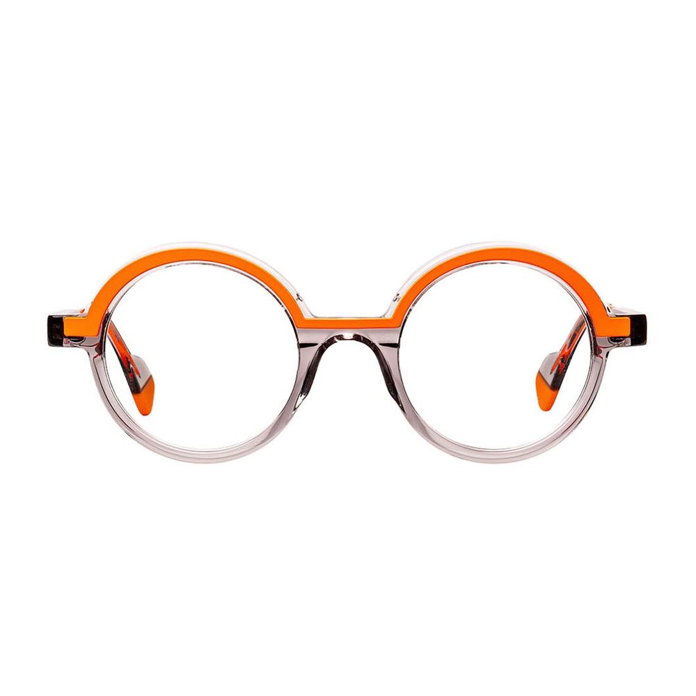 Arcus Contemporary Round Sunglasses With Orange Accents