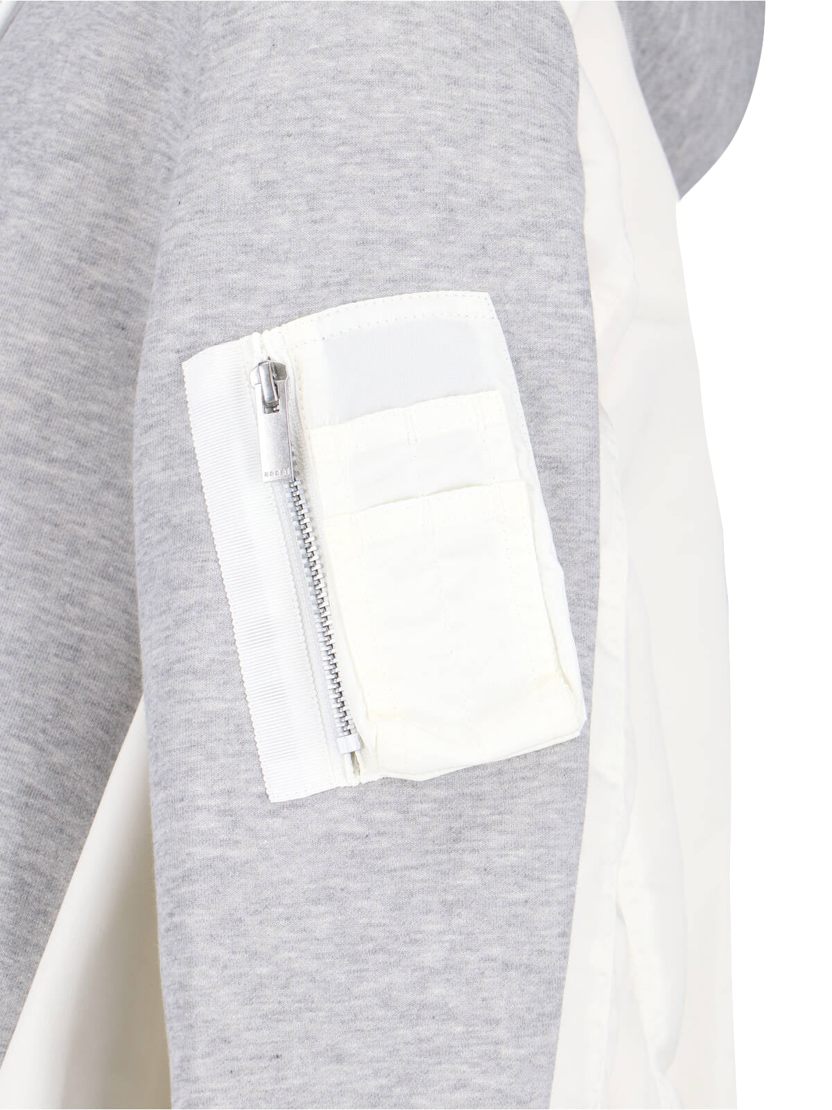 Grey/White Dual Zip Fabric Hoodie