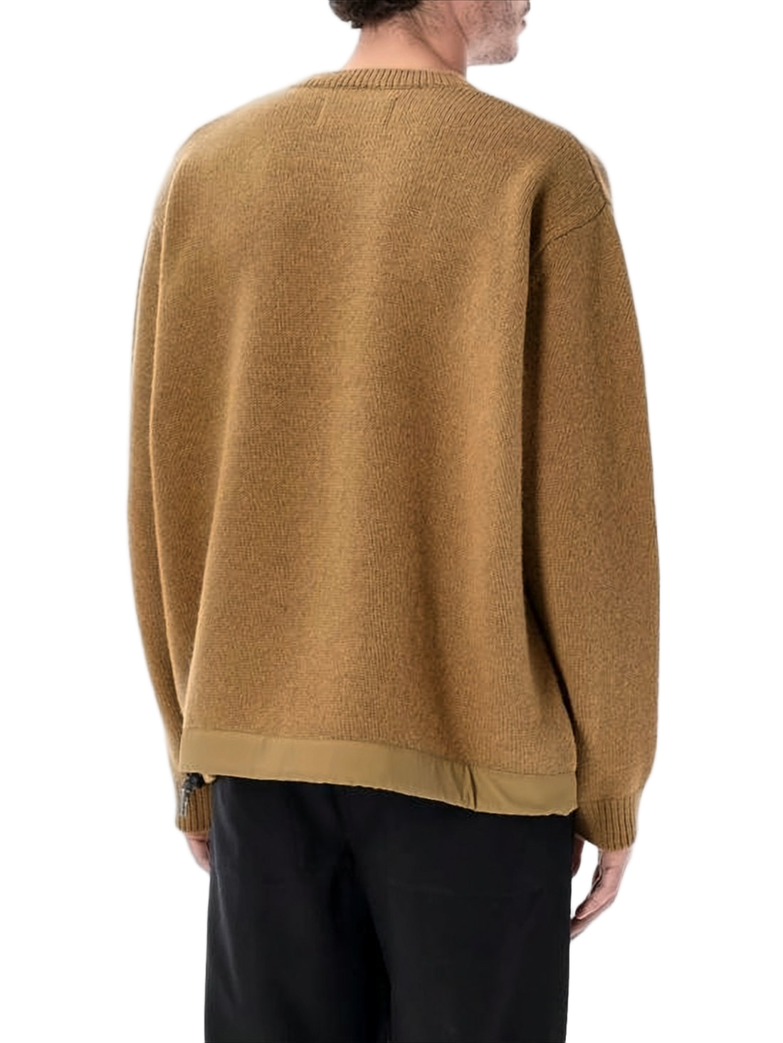 Textured Knit Sweater with Contrasting Zippered Pocket