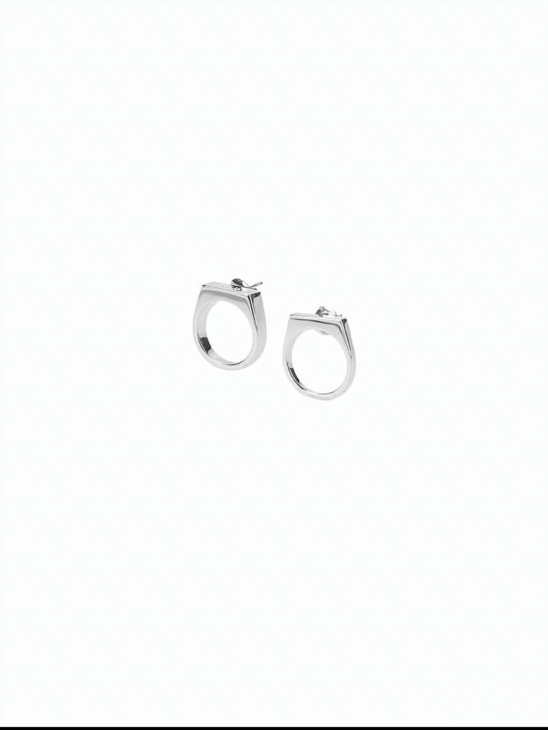 Geometric Silver-Tone Brass Earrings with Polished Finish