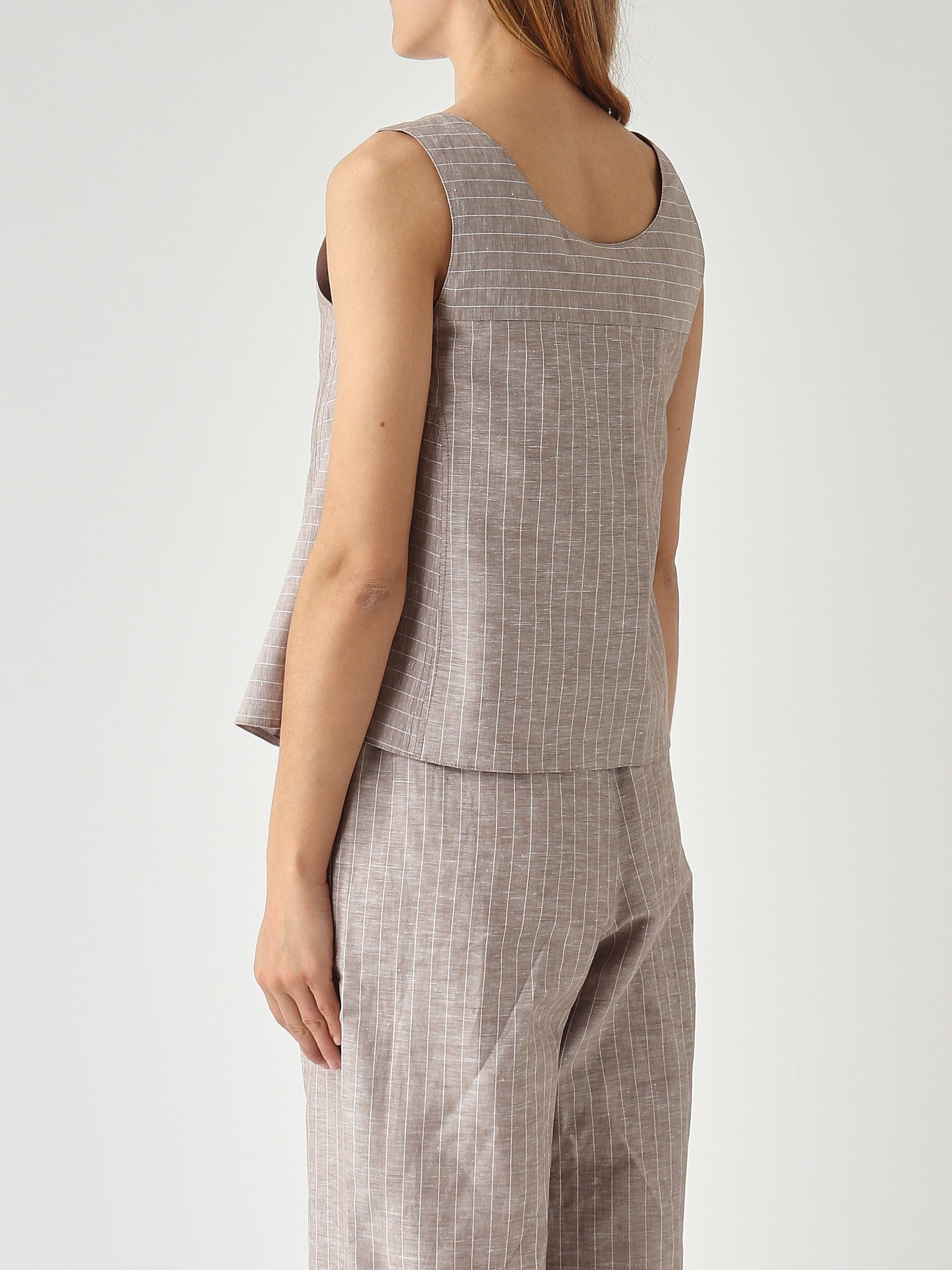 Sleeveless A-Line Top with Wide Scoop Neckline