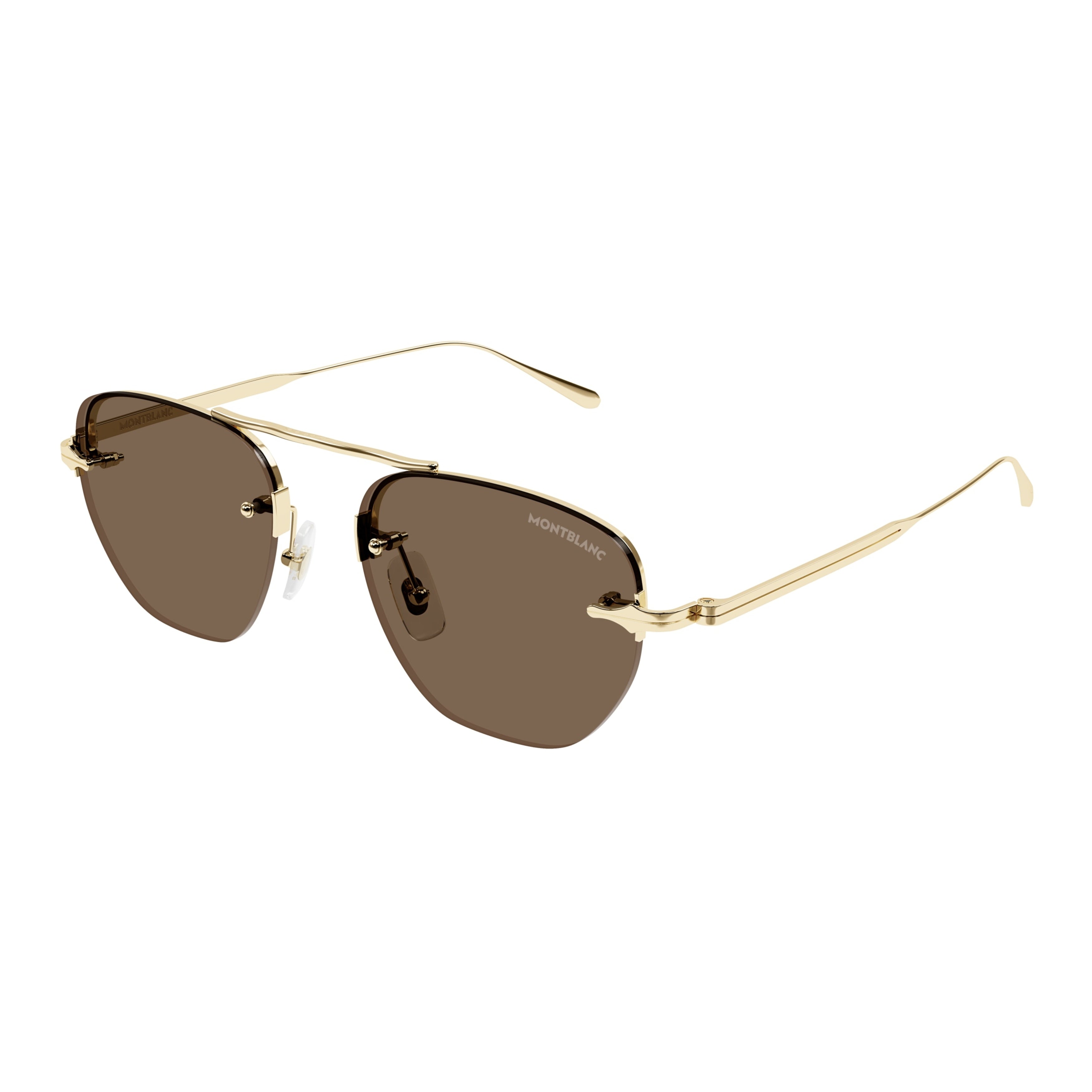 Mb0404s Gold-Finish Metal Sunglasses with Brown Tinted Lenses