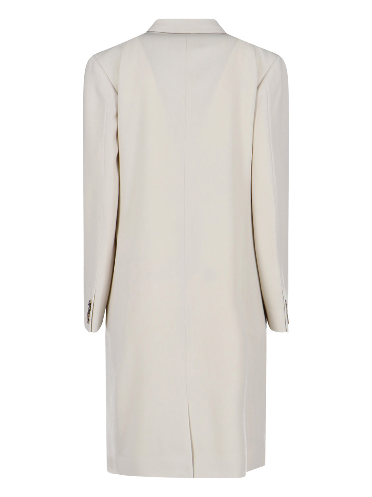 Double-Breasted White Wool Coat