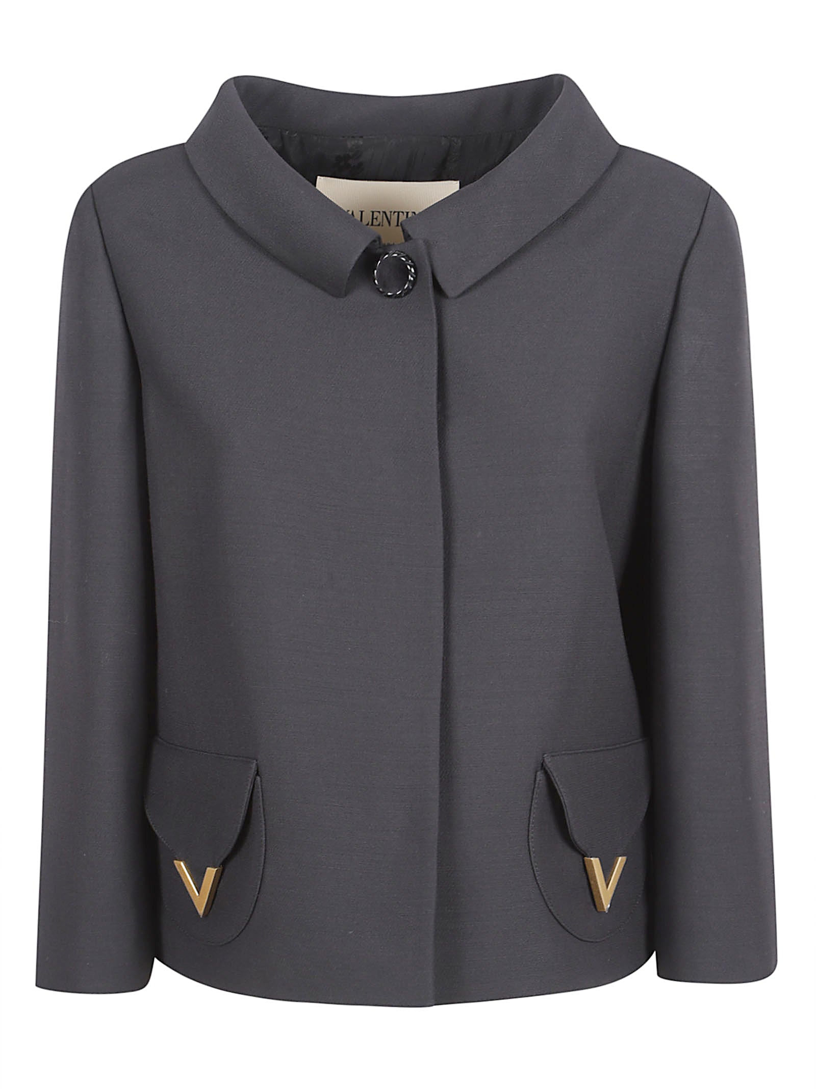 Short Black Jacket with Concealed Closure