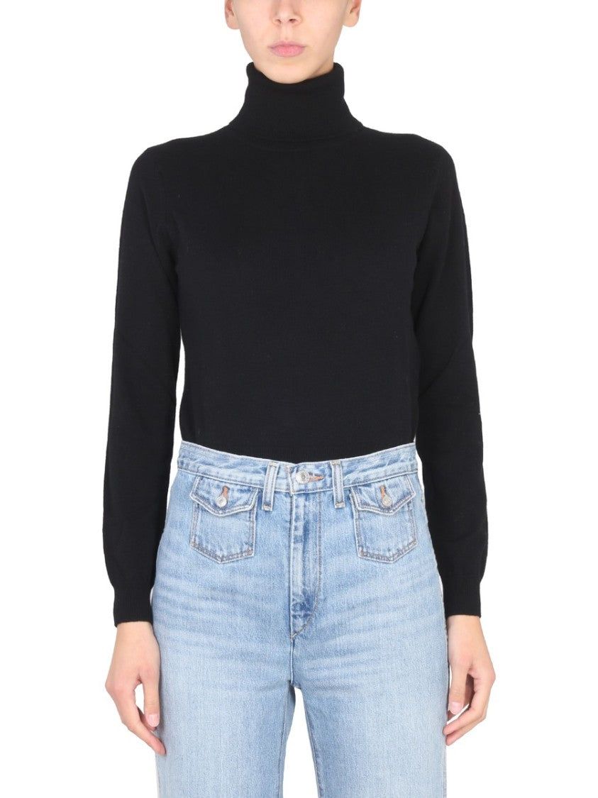 Fitted Long-Sleeve Turtleneck With Cross-Neck Design