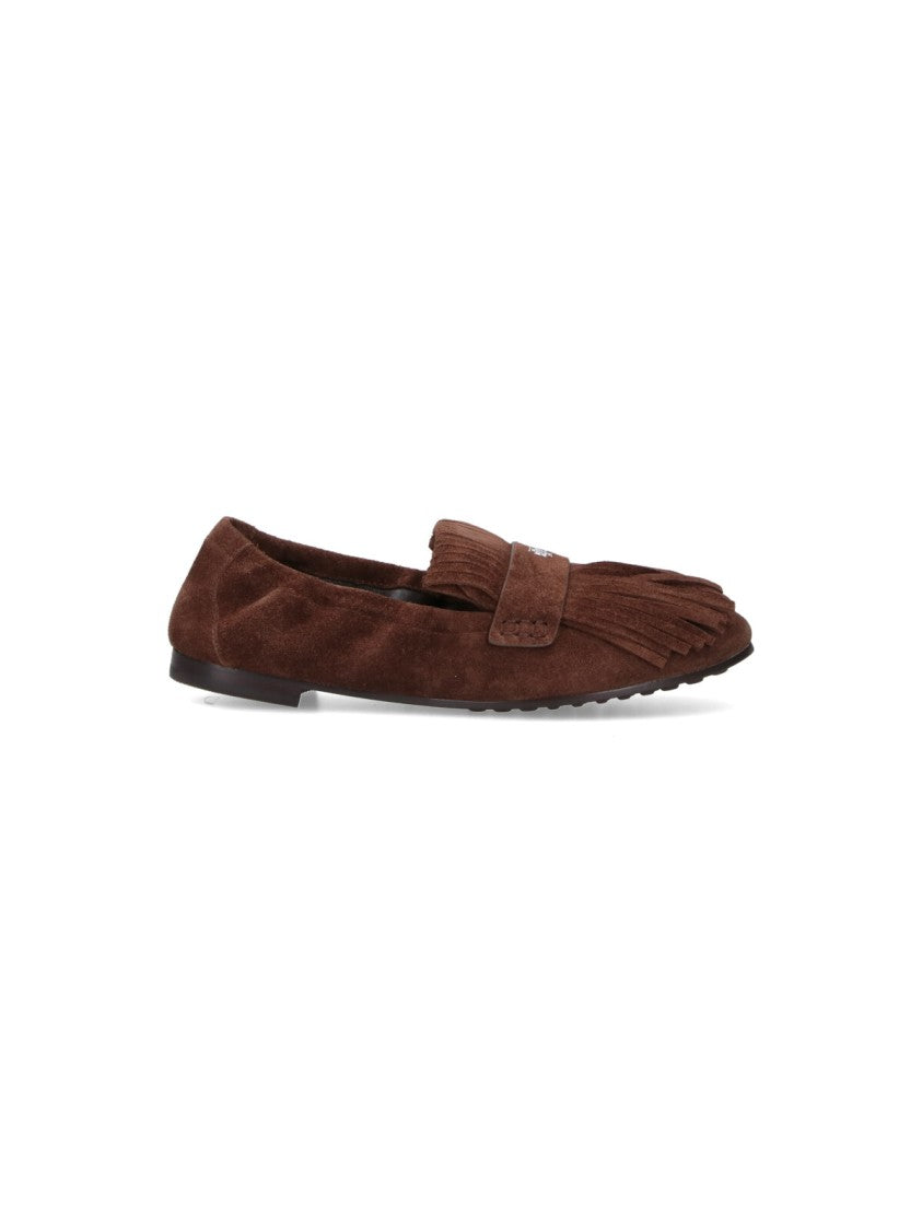 "Ballerina" Loafers, In Brown Suede