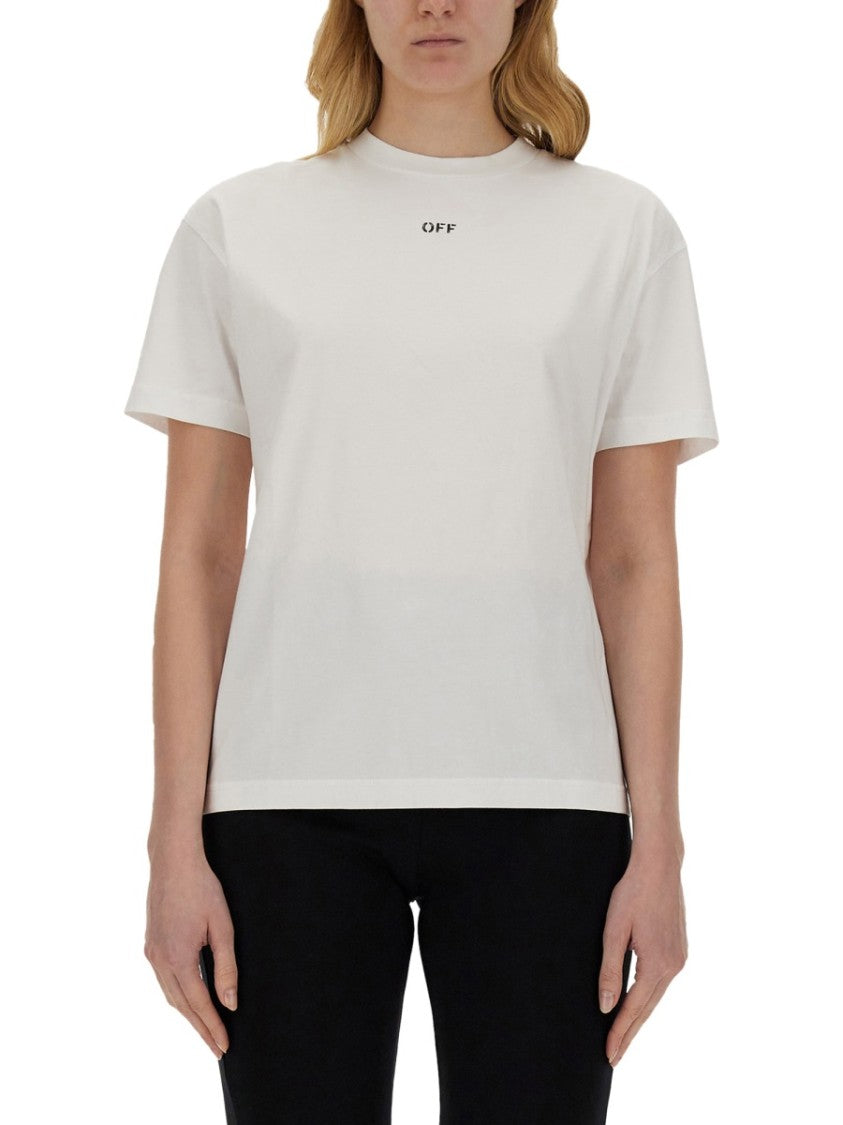 White T-Shirt With Geometric Logo Design