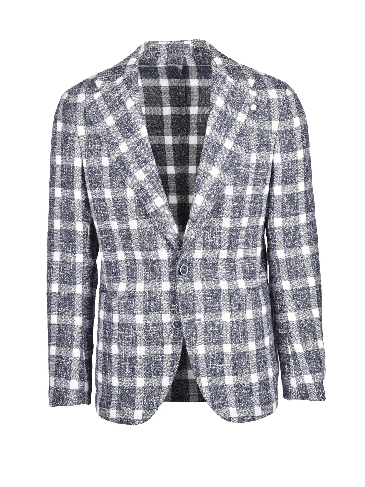 Blazer Jacket Cotton Acrylic Linen - White/Blue