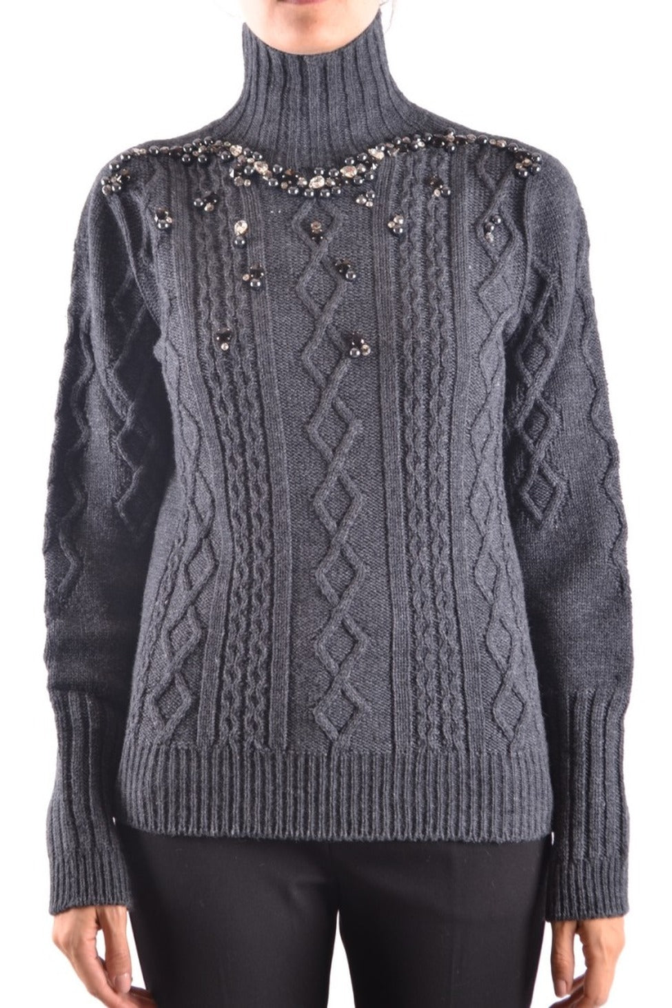 High Ribbed Turtleneck Sweater With Textured Knit