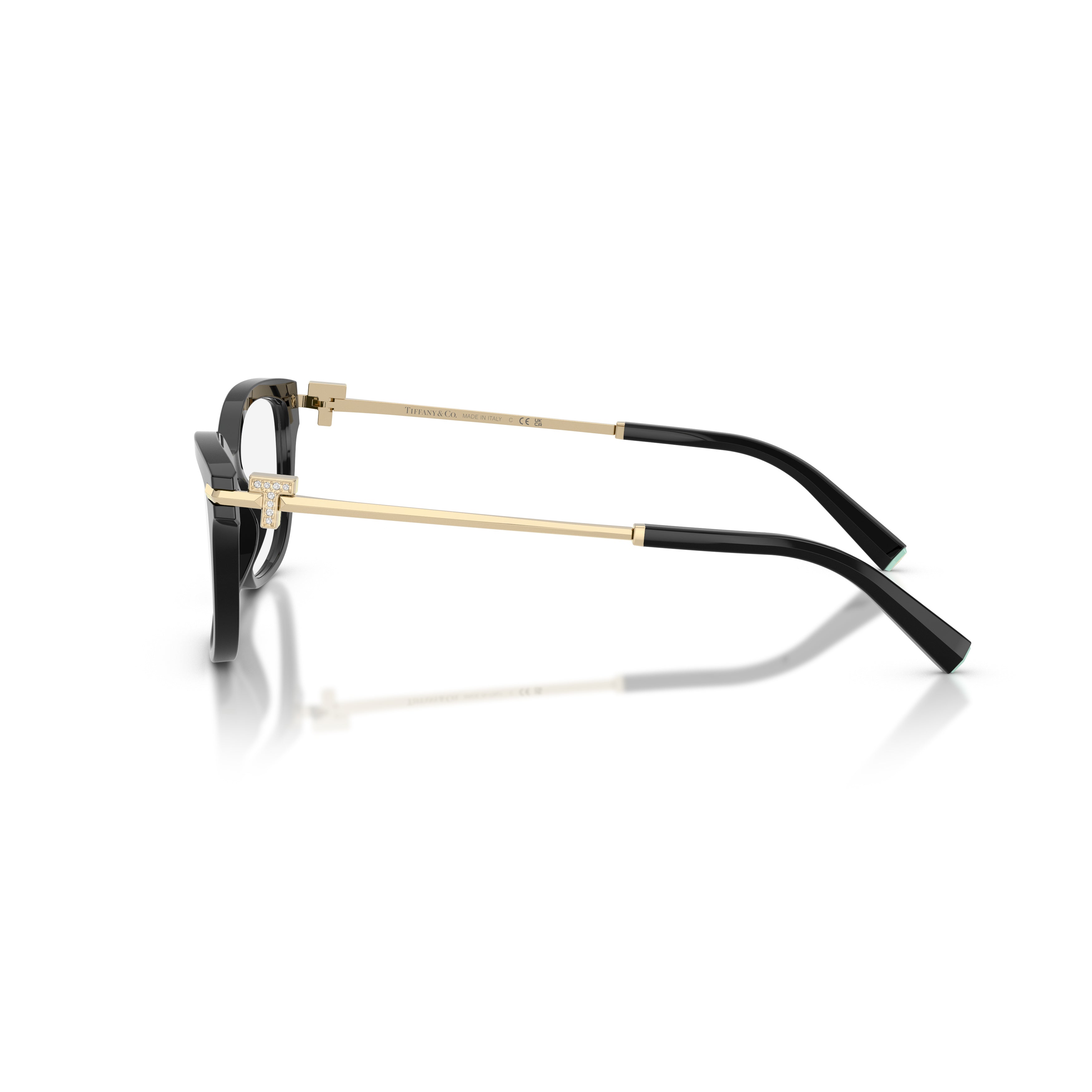 Black Rectangular Acetate Gold Accent Eyeglasses