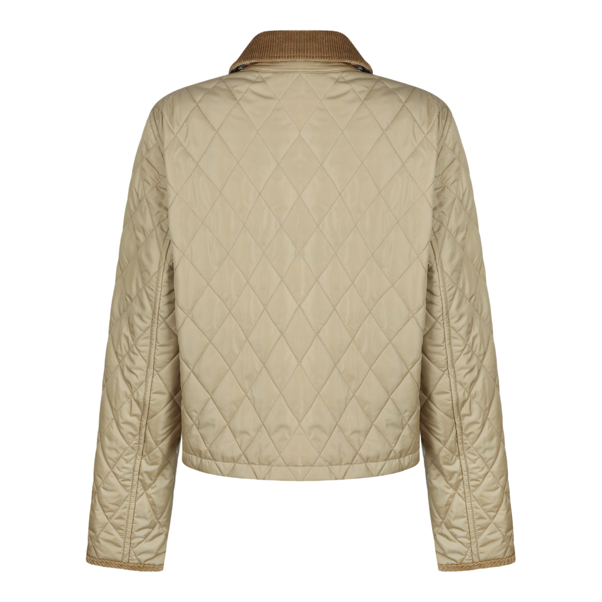 Quilted Jacket with Corduroy Collar and Trim
