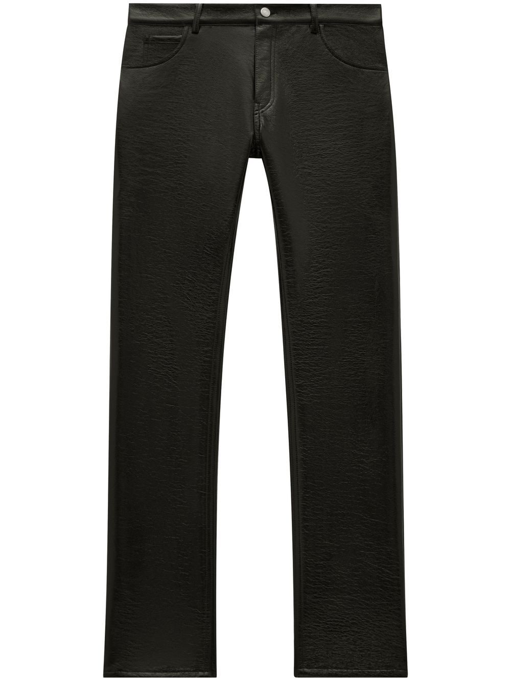 Navy Blue Straight Leg Vinyl Trousers