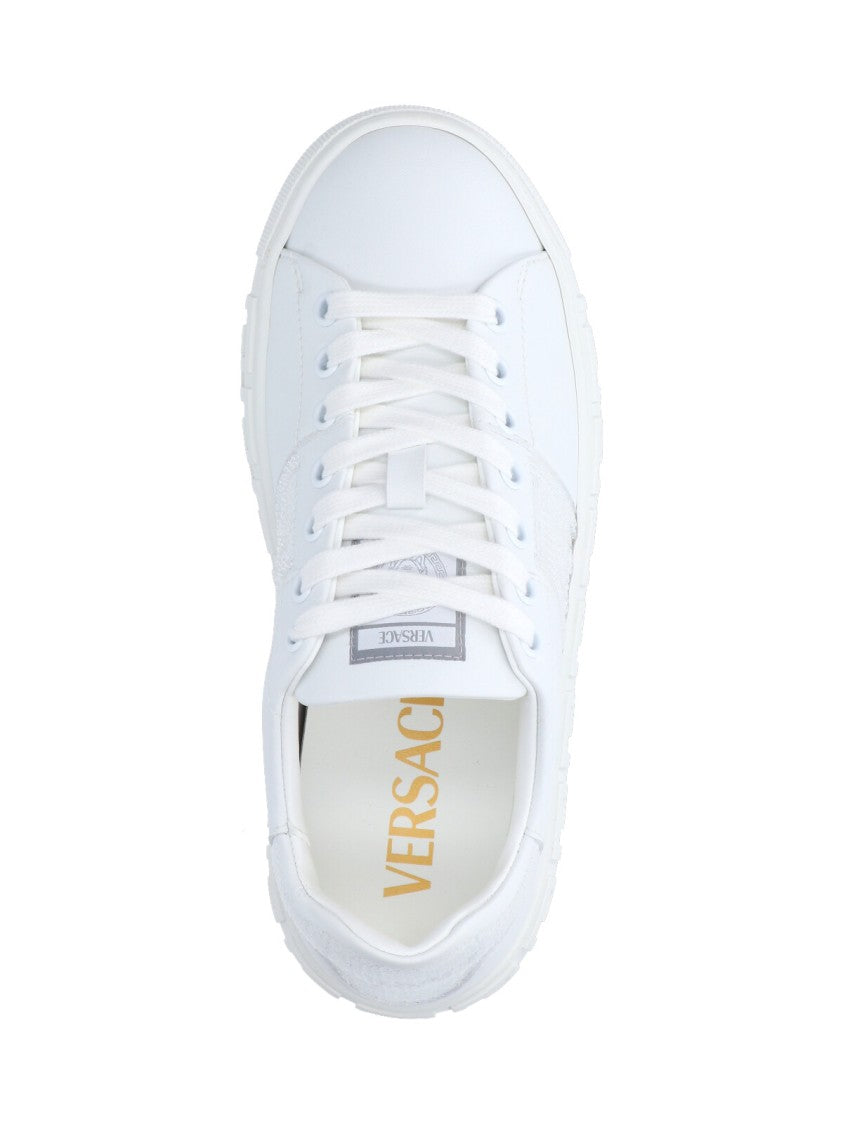 "Greca" Sequin Sneakers – White