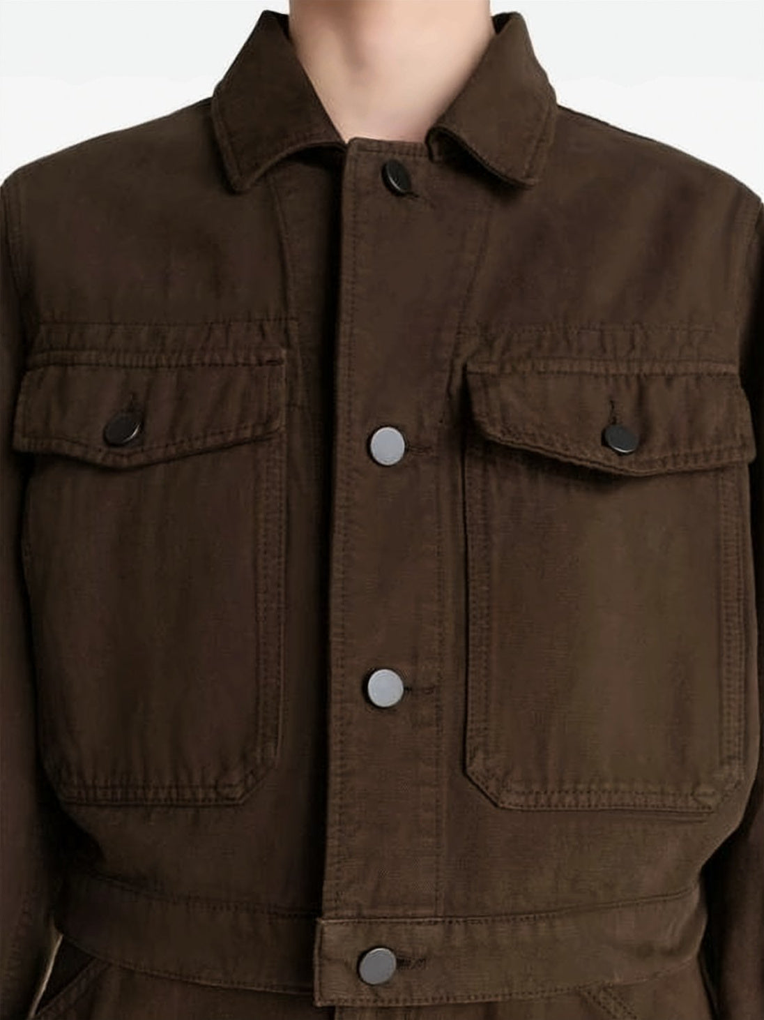 Cropped Boxy Jacket in Heavy Broken Twill Cotton