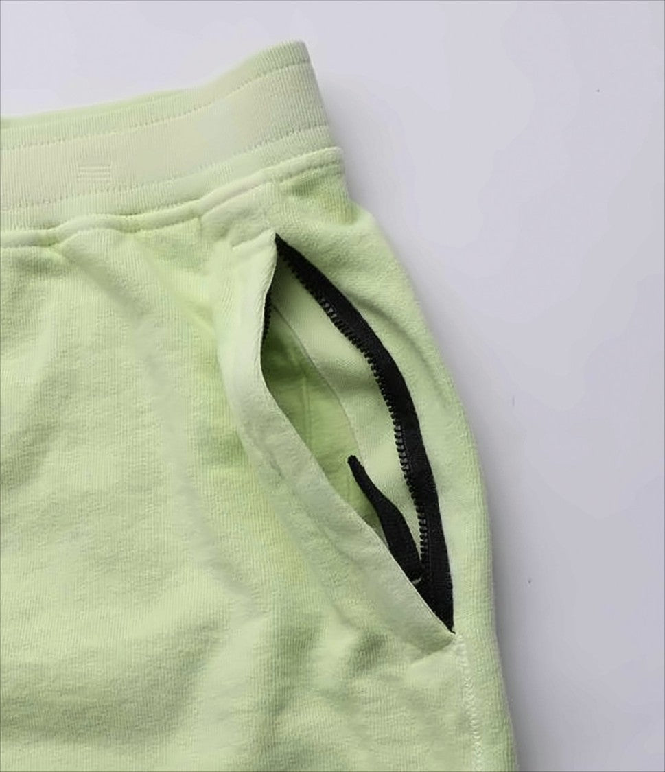 Relaxed Fit Green Cotton Shorts
