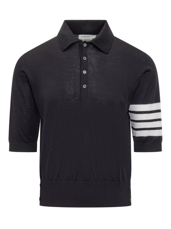 Fine Merino Wool Four-Stripe Polo Shirt