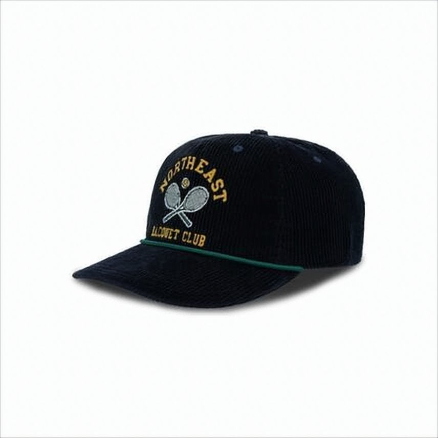 Structured Corduroy Cap with Tennis Racket Embroidery