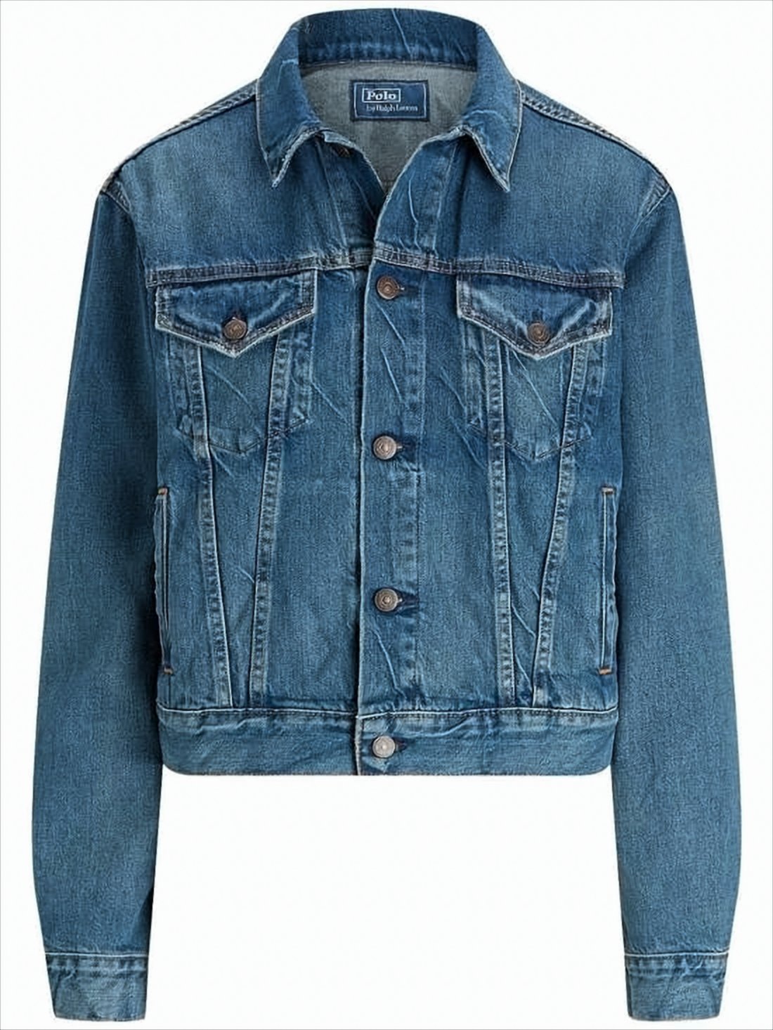 Cropped Denim Jacket with Classic Collar