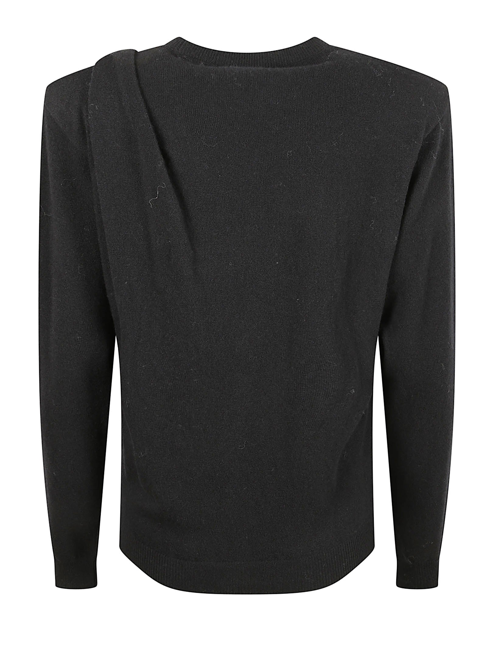 Padded Shoulder Crew Neck Sweater