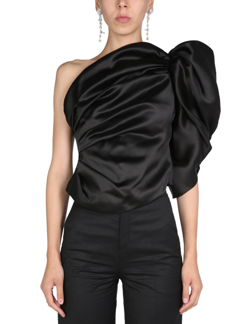 One-Shoulder Black Evening Top