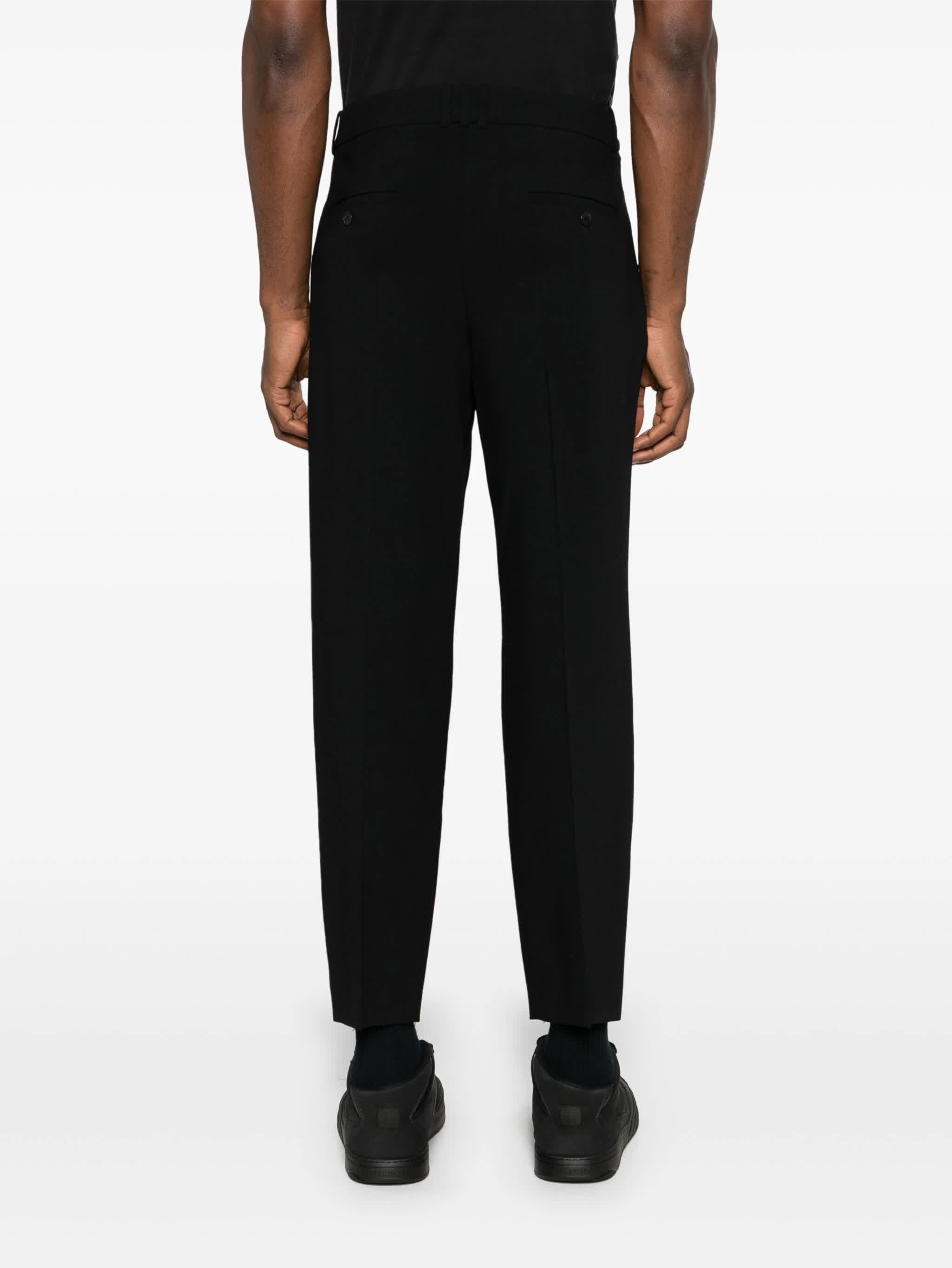 Black Double Crepe Tailored Wool Trousers