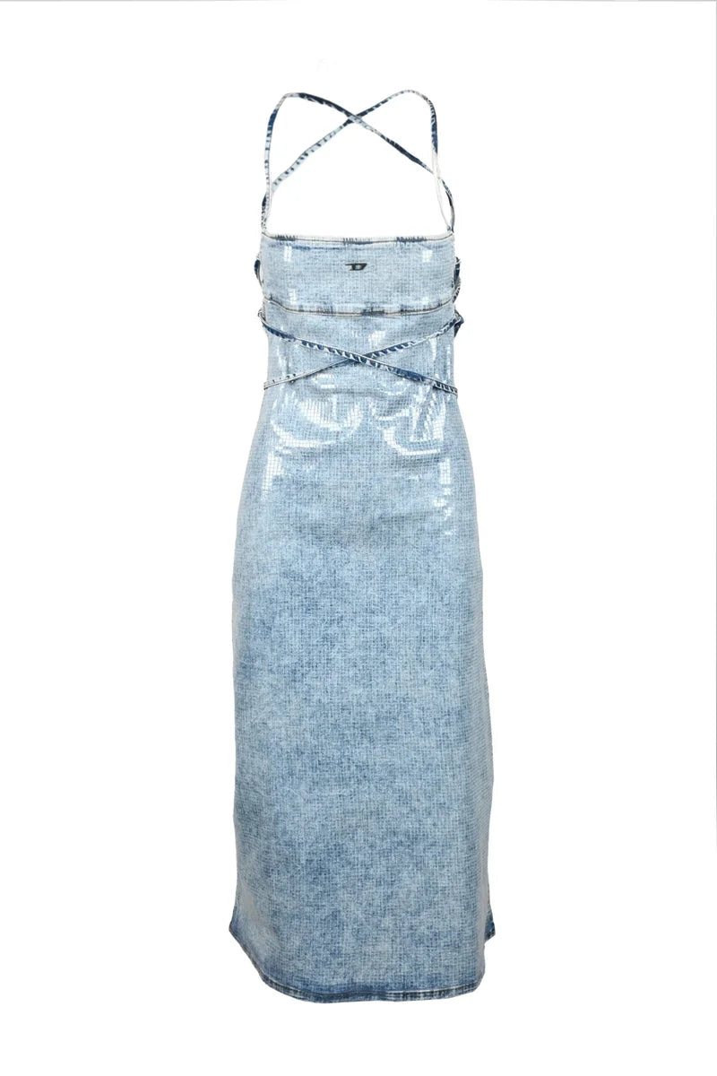 Long Coated Dress - Light Blue