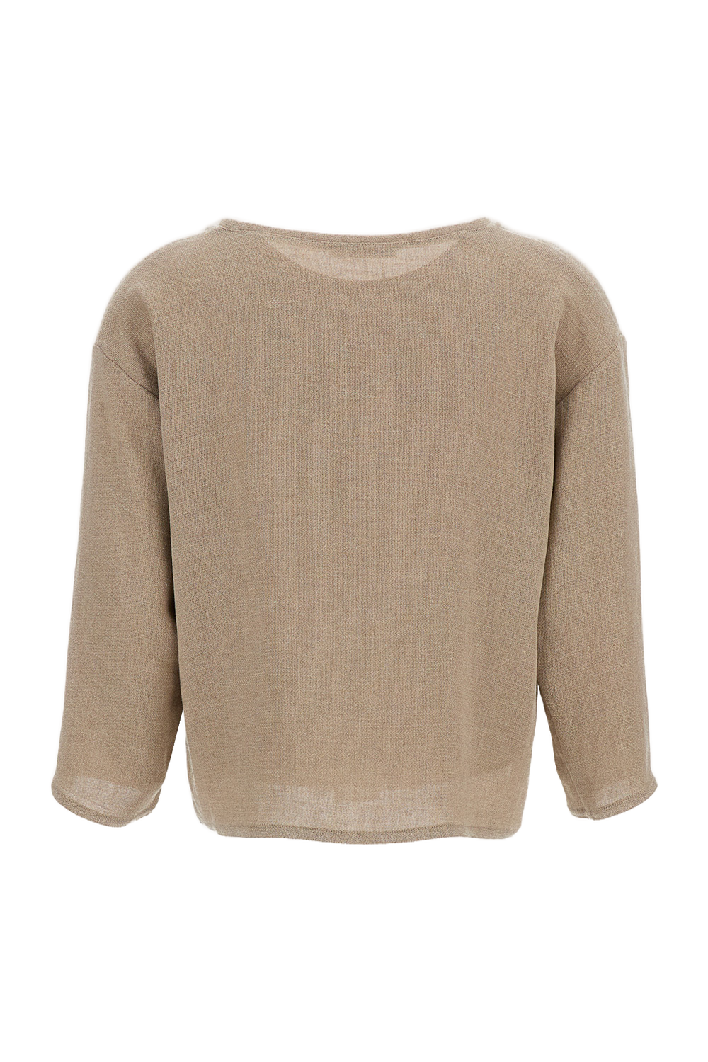 Long-Sleeve Cropped Linen T-Shirt
