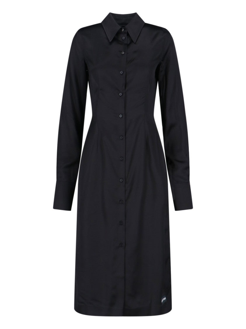 Satin Midi Dress – Black