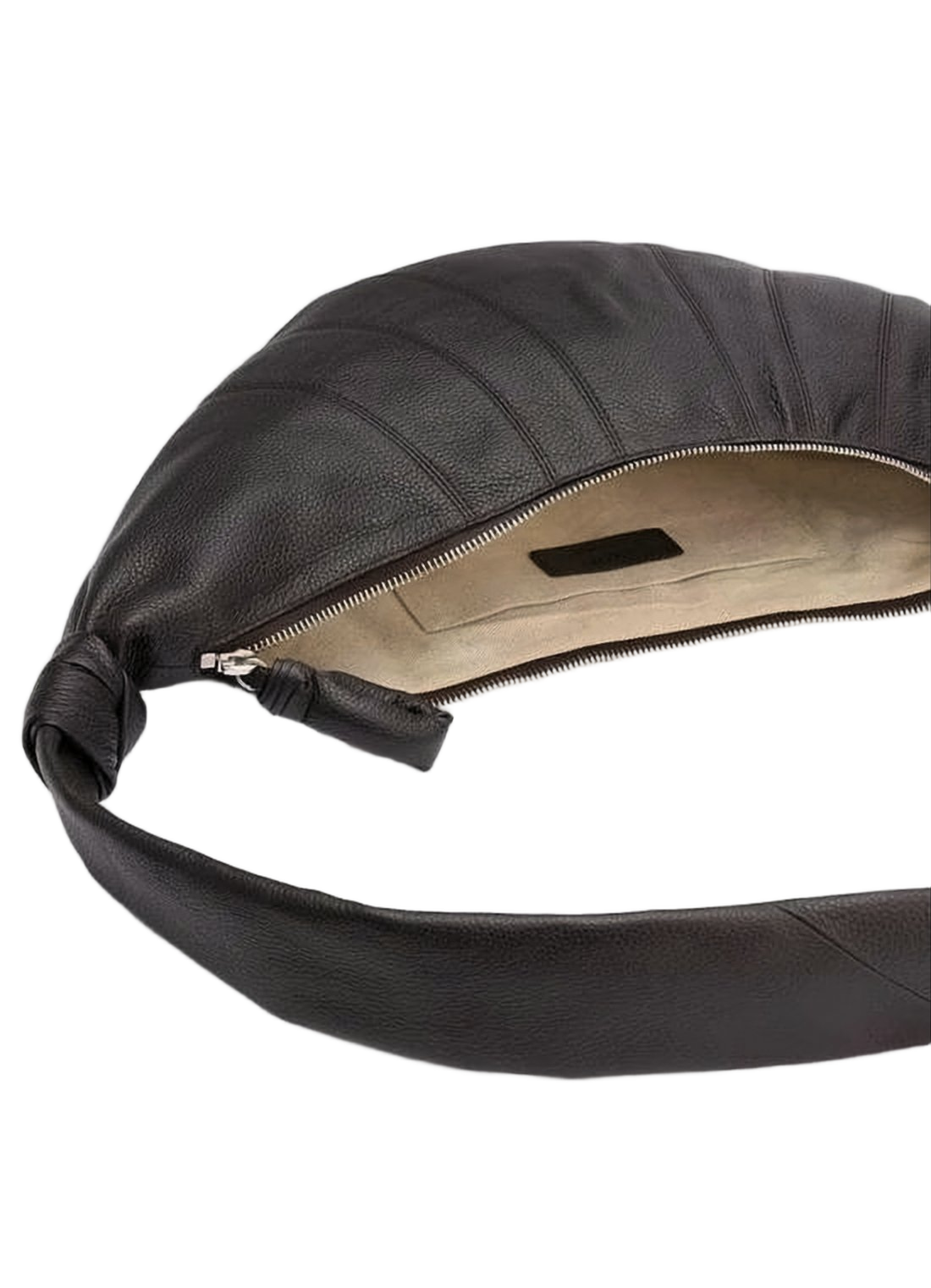 Crescent-Shaped Shoulder Bag with Knotted Strap